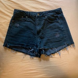 Black denim shorts